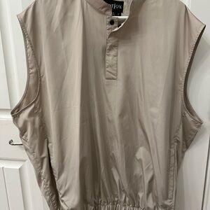 FootJoy Golf Wind Vest Large Tan Beige Sleeveless Pullover Snap Neck FJ‎ Logo